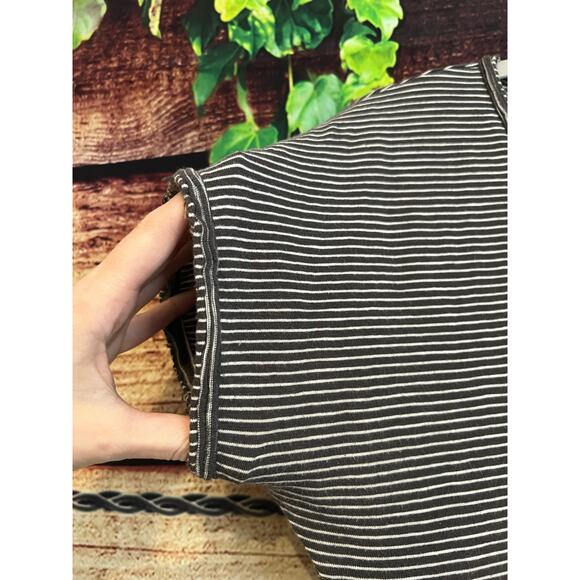 Pact Maxi Shirt Dress Sz S Striped Organic Lightweight Knit Cap Sleeve Side Slit - Picture 5 of 6